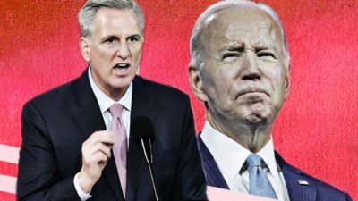 Photo edit of President Biden and Speaker of the House Kevin McCarthy. Credit: Alexander J. Williams III/Popacta.